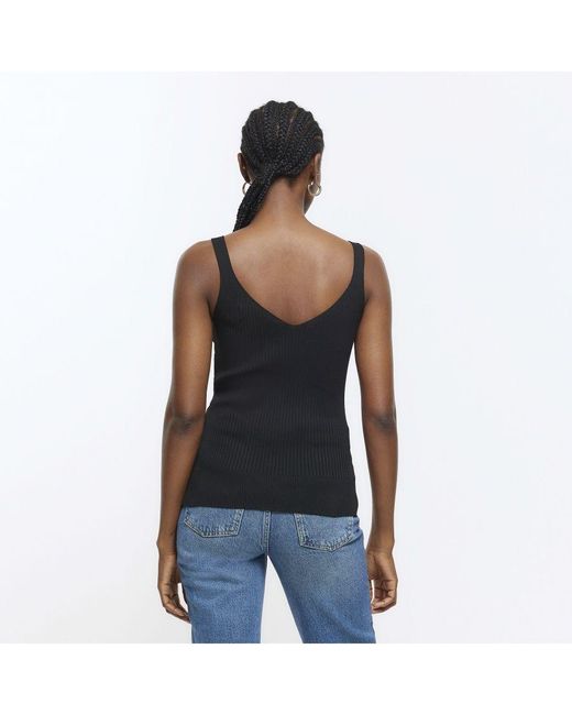 River Island Blue Knit Vest Ribbed Hardware