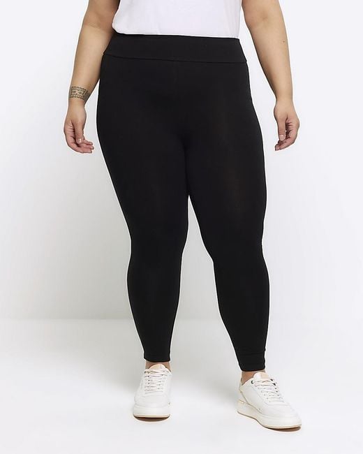 River Island Black Leggings Plus 3 Pack High Waisted Cotton
