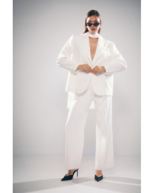 MissPap White Balloon Leg Pleat Front Tailored Trouser