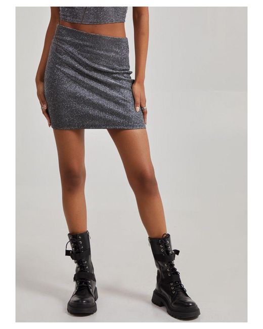 Pink Vanilla Black Glitter Mini Skirt