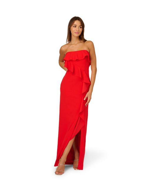 Adrianna Papell Red Stretch Crepe Column Gown