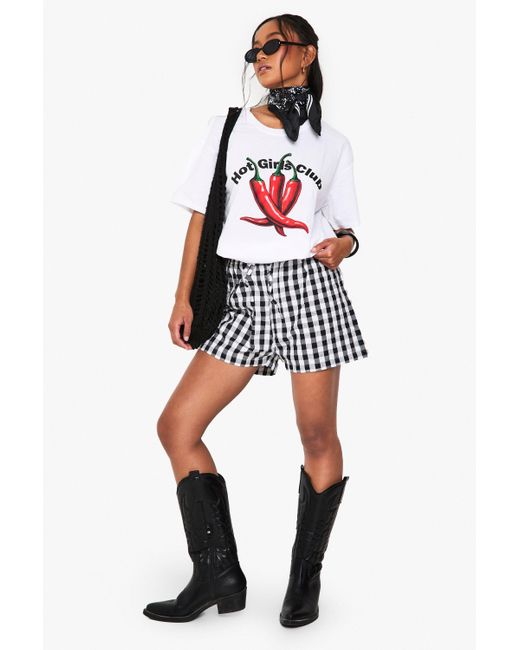 Boohoo Black Seersucker Gingham Drawstring Waist Shorts