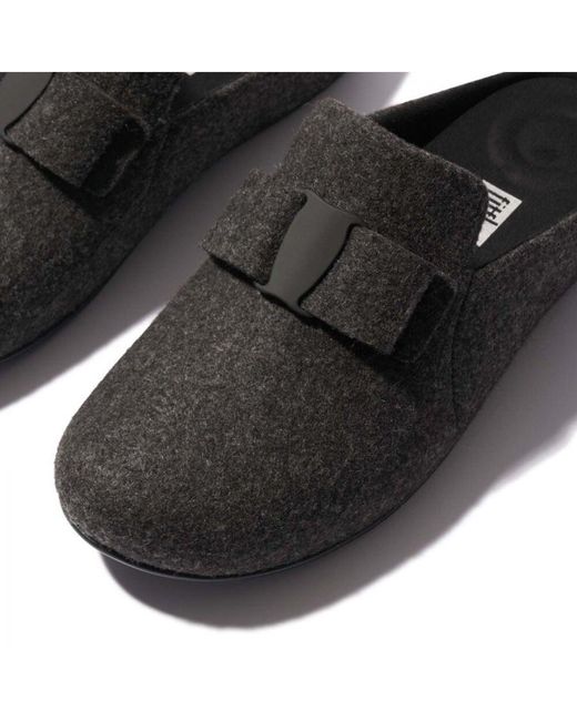 Fitflop 's Fit Flop Chrissie Ii Haus E01 Bow Felt Slippers In Black