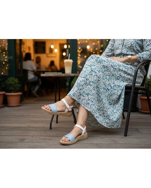Heavenly Feet Blue Sara Platform Sandals