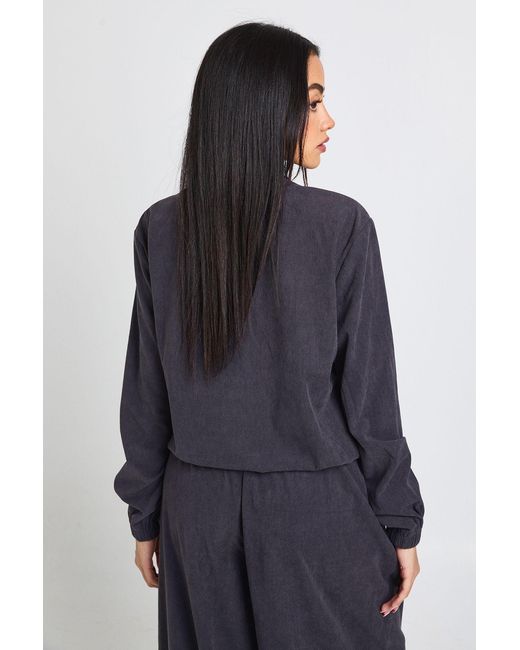 Boohoo Blue Cord Funnel Neck Tracksuit Top