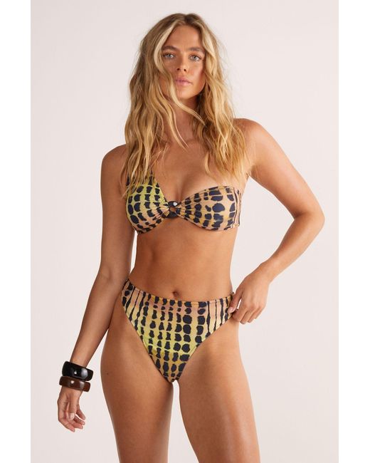 Nasty Gal Brown Ombre Leopard One Shoulder Ring Bikini Set