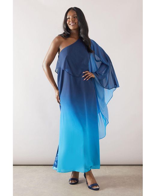 Wallis Blue Ombre One Shoulder Maxi Dress