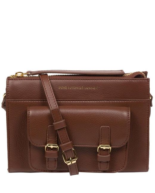 Pure Luxuries Brown 'Monica' Dark Nappa Leather Cross Body Bag