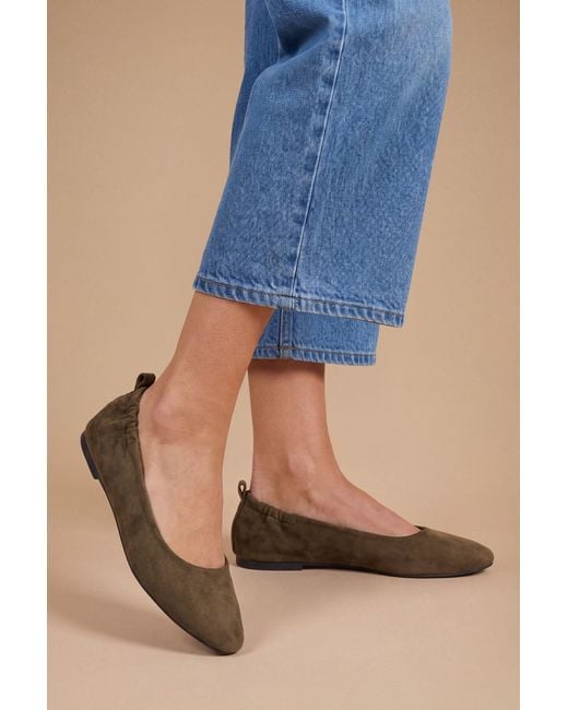 Good for the Sole Blue Julia Faux Suede Ruched Elasticated Ballet Pumps