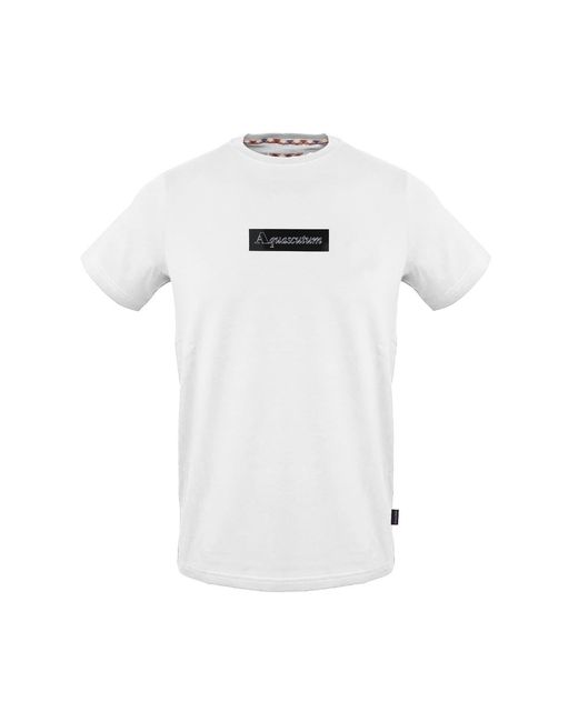 Aquascutum White Crew Neck Short Sleeve Regular Fit T-Shirt for men