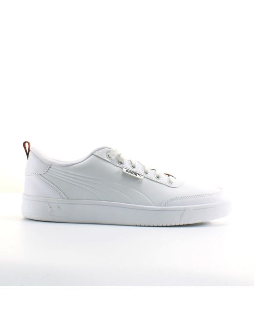 PUMA White Court Breaker Flag Leather Lace Up Trainers 366817 01 for men