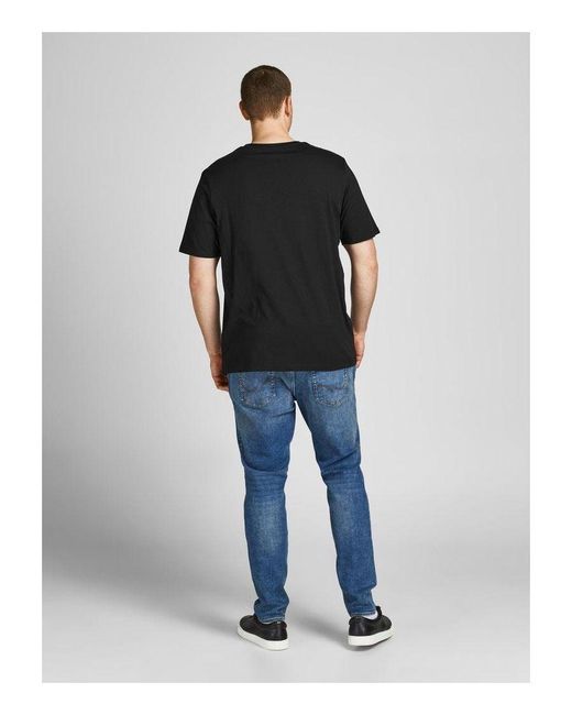 Jack & Jones Black T-Shirt, King Size Short Sleeve Crew Neck for men