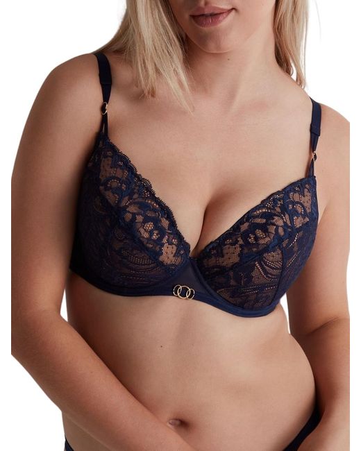 Aubade Blue Feeling Myself Lace Push-Up Bra