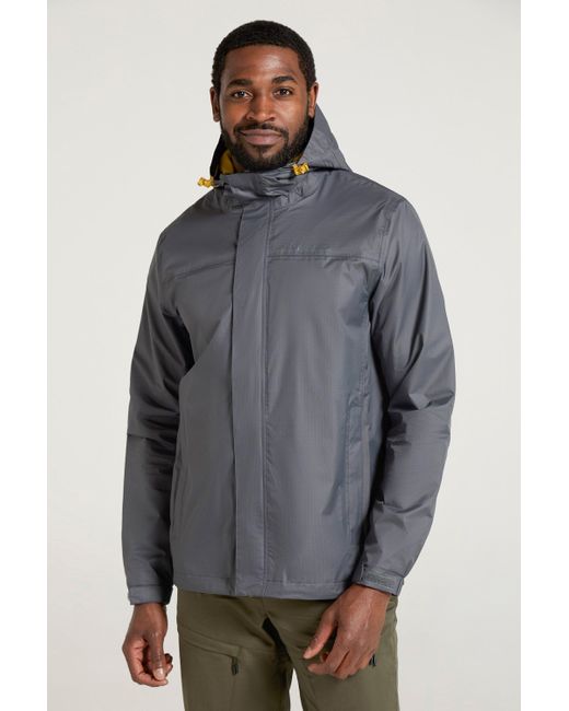 Mountain Warehouse Gray 'Torrent' Rain Jacket With Zipped Pockets Waterproof Adjustable Hem for men