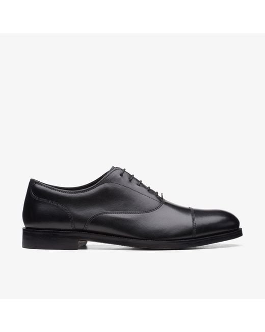 Clarks Black Craftdean Cap Leather Shoes for men