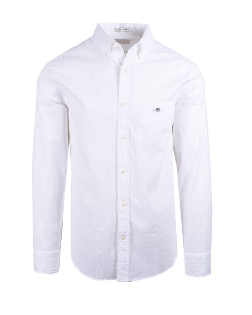 Gant White Reg Cotton Linen Long Sleeve Shirt for men