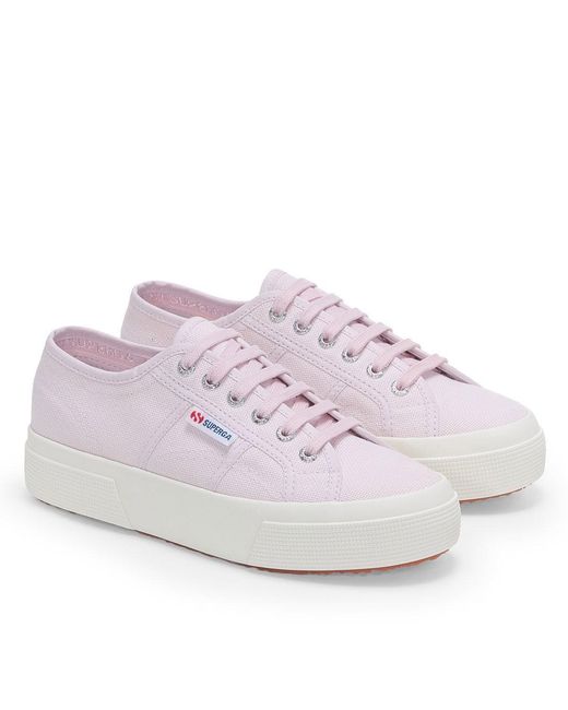 Superga Purple Ladies 2740 Lace Up Platforms /Avorio)