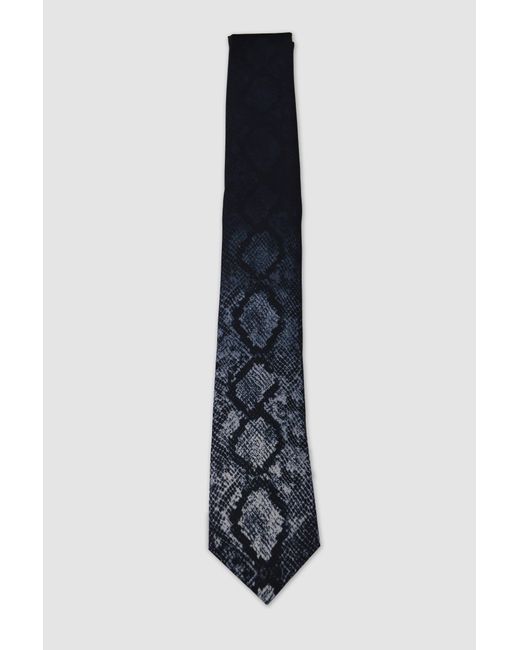 Twisted Tailor Blue Carrol Snake Print Tie for men