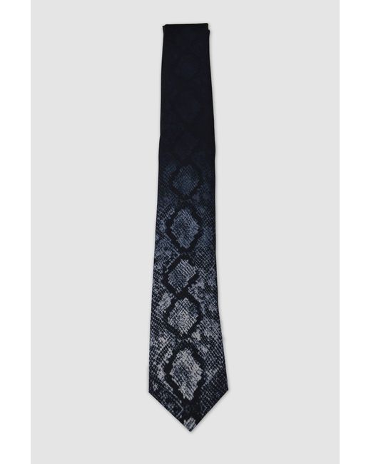 Twisted Tailor Blue Carrol Snake Print Tie for men