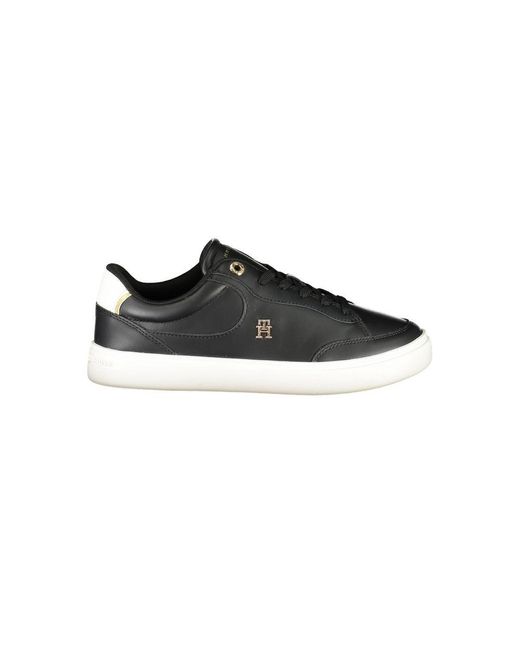 Tommy Hilfiger Black Leather Lowtop Sneakers Casual Style