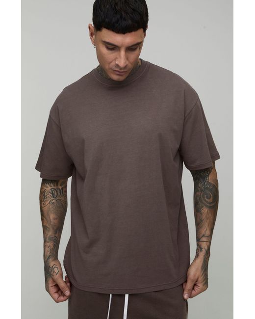 BoohooMAN Brown Tall Essential Washed Oversized Heavyweight T-Shirt for men