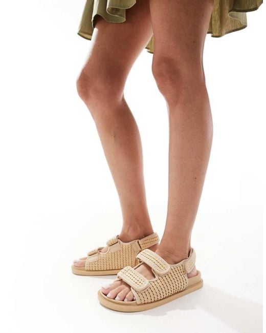 SEQWL Natural Kidman Double Strap Raffia Sandal