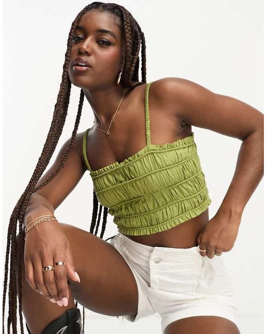 Miss Selfridge Green Ruched Cami Top