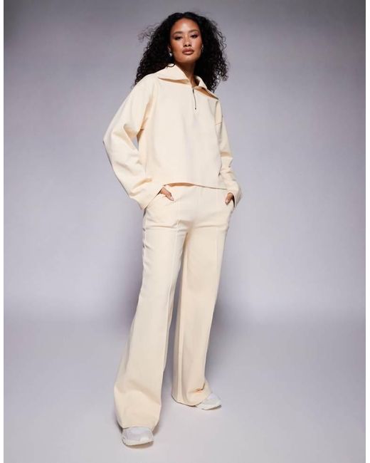 ASOS Yellow Interlock Wide Leg Trouser With Pintuck Detail Co-Ord