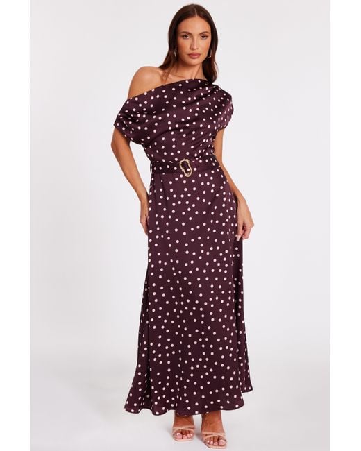 Quiz Red Burgundy Polka Dot Midaxi Dress