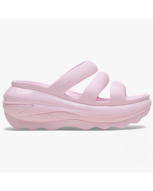 CROCSTM Pink 209842-6Zw Mega Crush Triple Strap Sliders Milk Resin