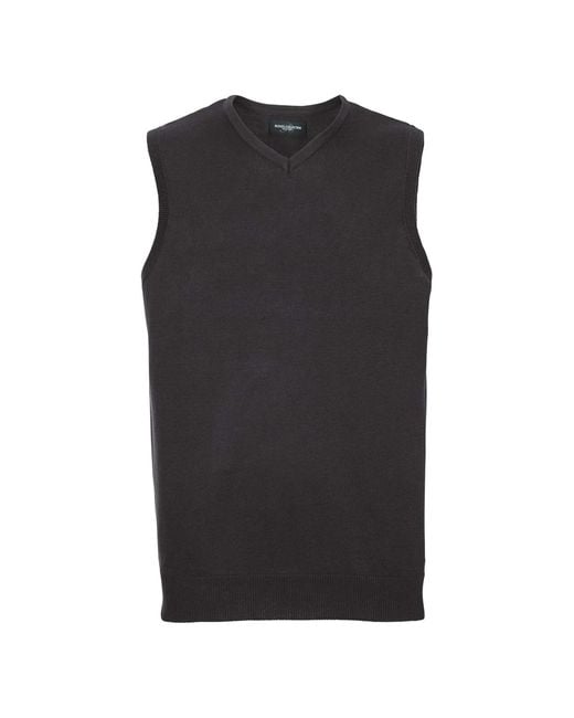 Russell Black Knitted V-Neck Sleeveless Sweatshirt for men