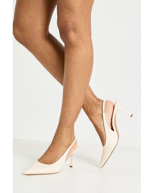Boohoo White Mid Stiletto Slingback Court Heels