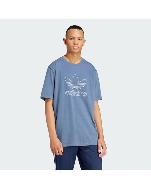 Adidas Originals Blue Adicolor Outline Trefoil Tee for men