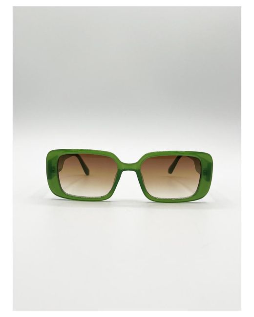 SVNX Green Oversized Rectangle Sunglasses