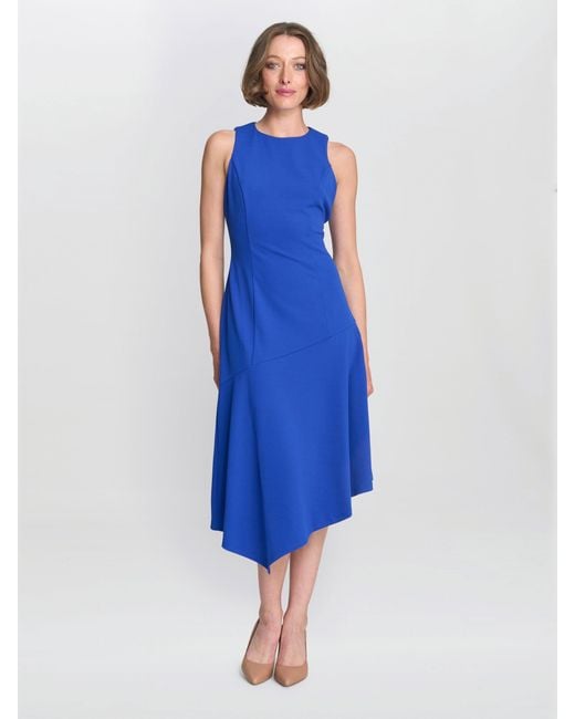 Gina Bacconi Blue Maureen Fit And Flare Crepe Midi Dress