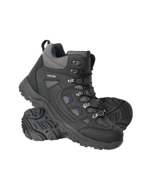 Mountain Warehouse Black 'Adventurer' Isodry Boots Cushioned Footbed Breathable Waterproof Hiking Shoes for men