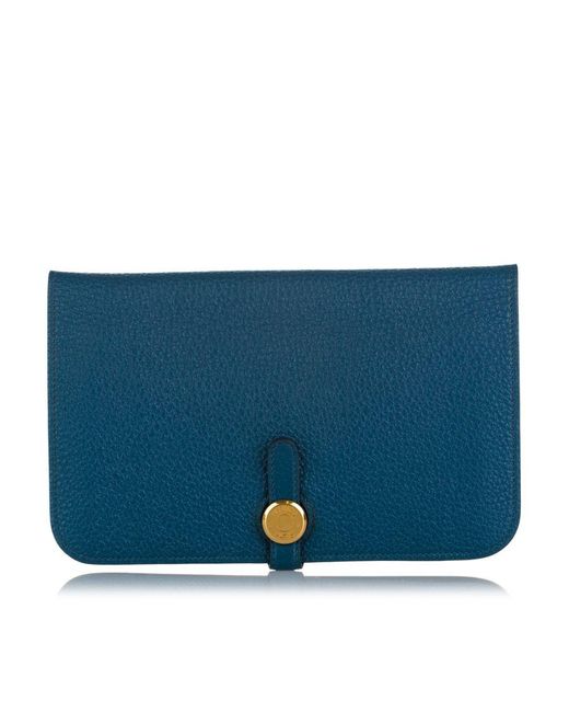 Hermès Vintage Dogon Wallet Blue Calf Leather