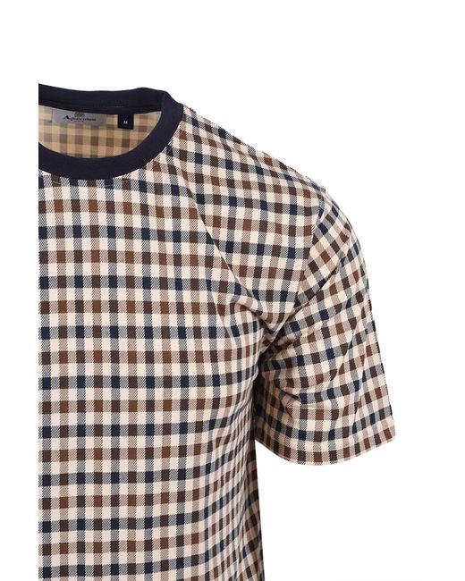 Aquascutum Brown Club Check T-Shirt for men