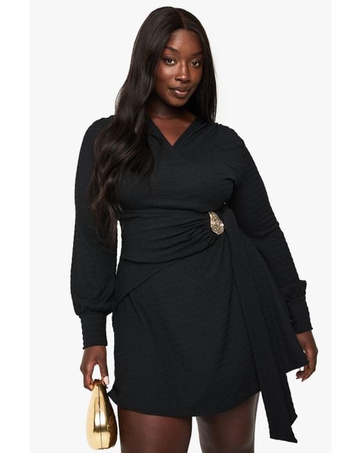 Plus Size Boohoo Black Wrap Dress Boohoo Womens Plus Occasion