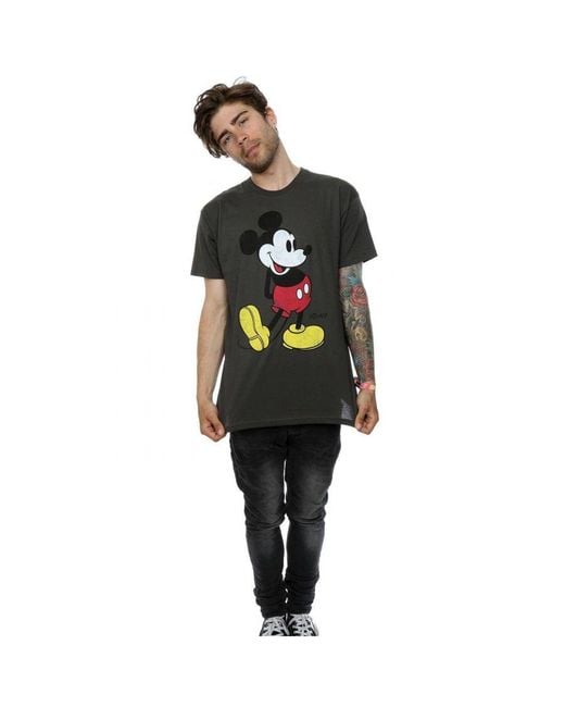Disney Black Mickey Mouse Classic Kick T-Shirt (Light Graphite) for men