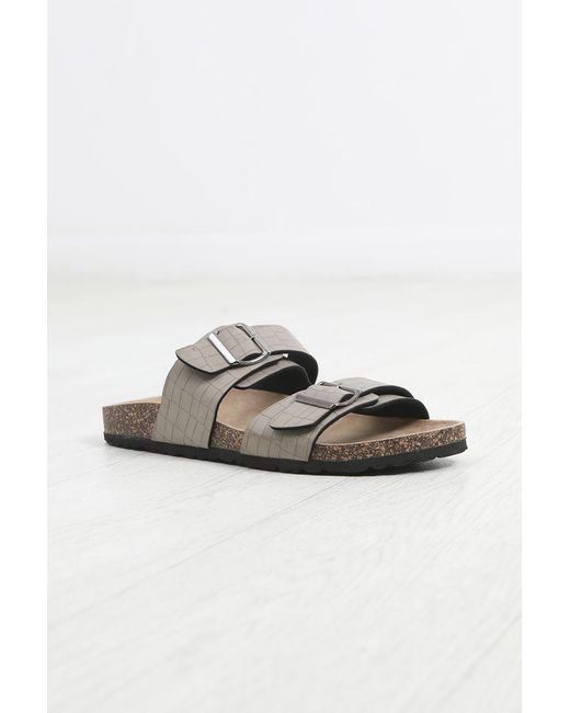 Brave Soul White 'Anthony' Snake Effect Buckle Strap Cork Sandals for men
