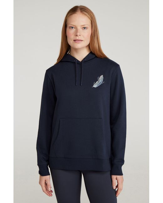 Mountain Warehouse Blue Printed Floating Feather Hoodie With Kangaroo Pocket Cosy Pullover Cotton