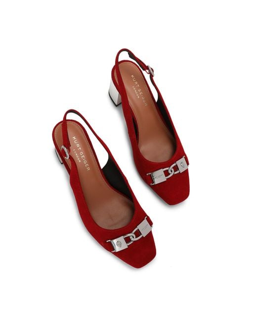 Kurt Geiger Red Suede Kingsley Block Heel Heels