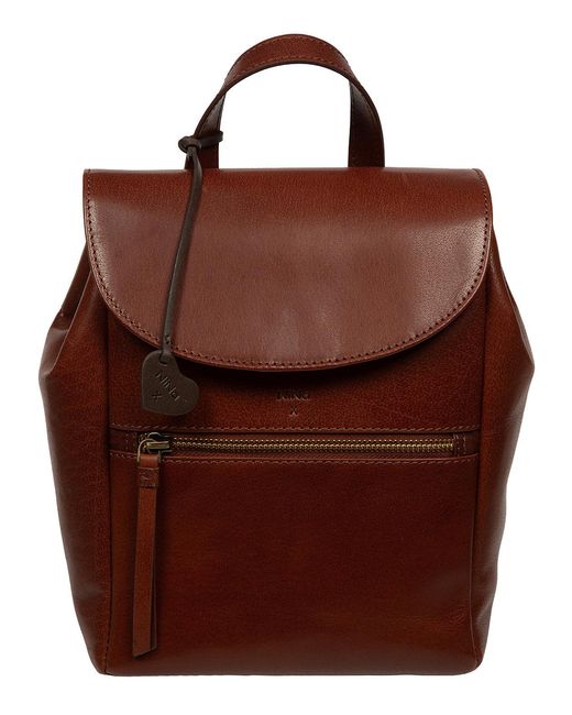 NiNa Amora Brown 'Fabiana' Conker Leather Backpack