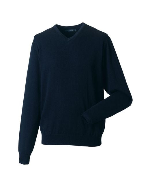 Russell Blue Collection V-Neck Knitted Pullover Sweatshirt (French) for men