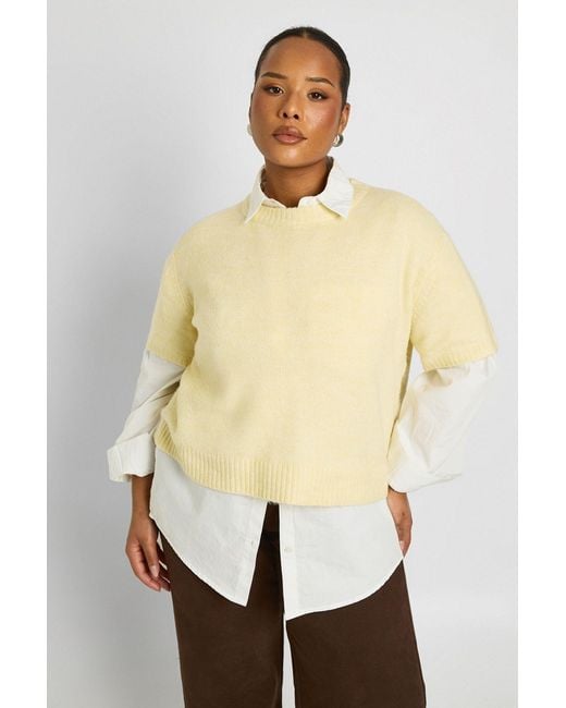 Boohoo Natural Plus Short Sleeve Knitted Top