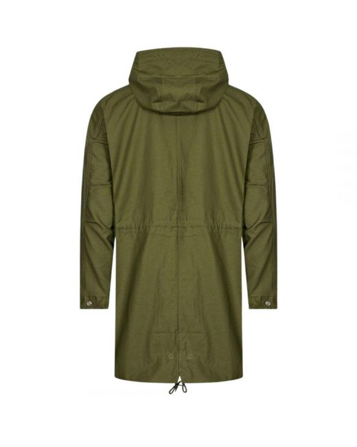 Fred Perry Green Hooded Shell Parka Jacket for men