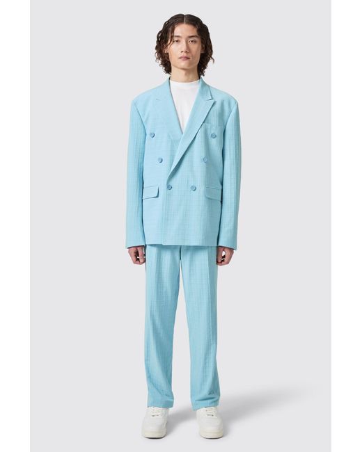 Viggo Tailoring Blue Zidan Oversized Jacquard Trousers for men