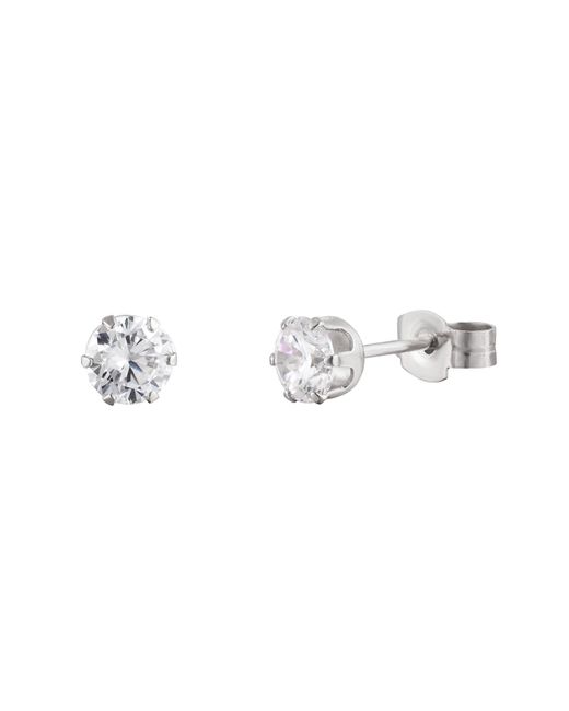 The Jewellery Stockroom Metallic Sterling 4Mm Round Cubic Zirconia Solitaire Stud Earrings