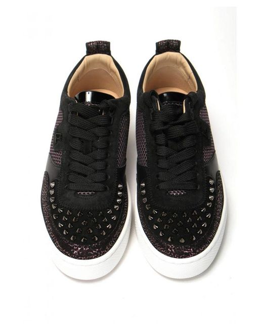 Christian Louboutin Black Version Happy Rui Spikes Flat Shoes Fabric for men